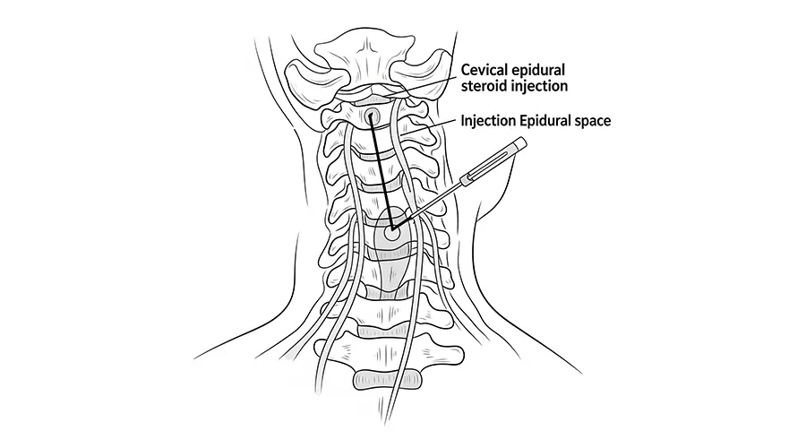 Ampoule injection in the neck