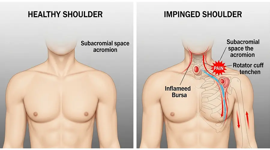 Comparing a healthy shoulder with an impinged shoulder