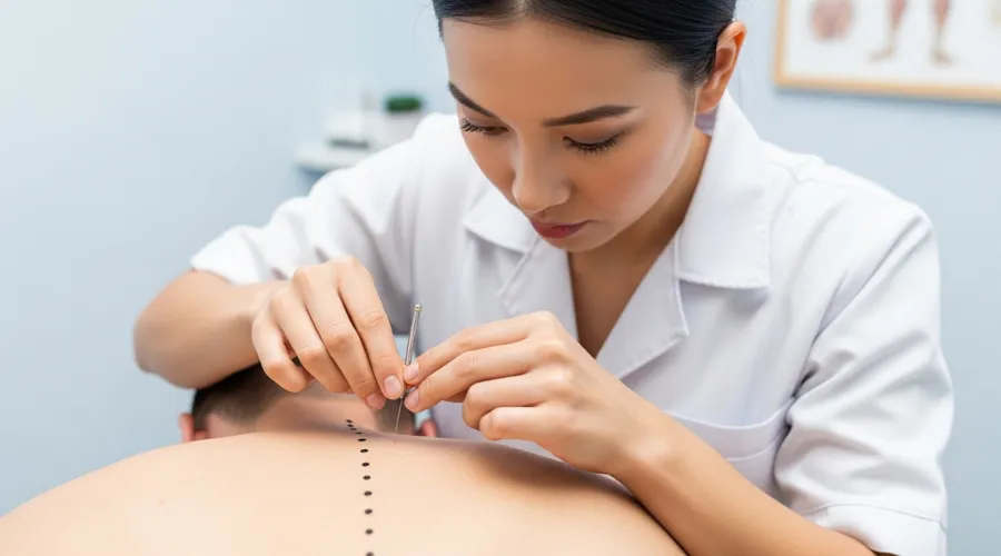 Physical therapist performing Dry Needling