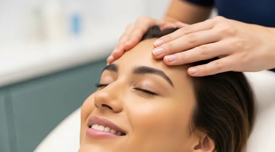 Professional clinical head massage for deep relaxation and stress relief.