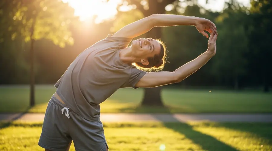 Happy person enjoying pain-free movement after sports massage therapy recovery