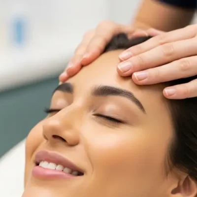 Professional clinical head massage for deep relaxation and stress relief.